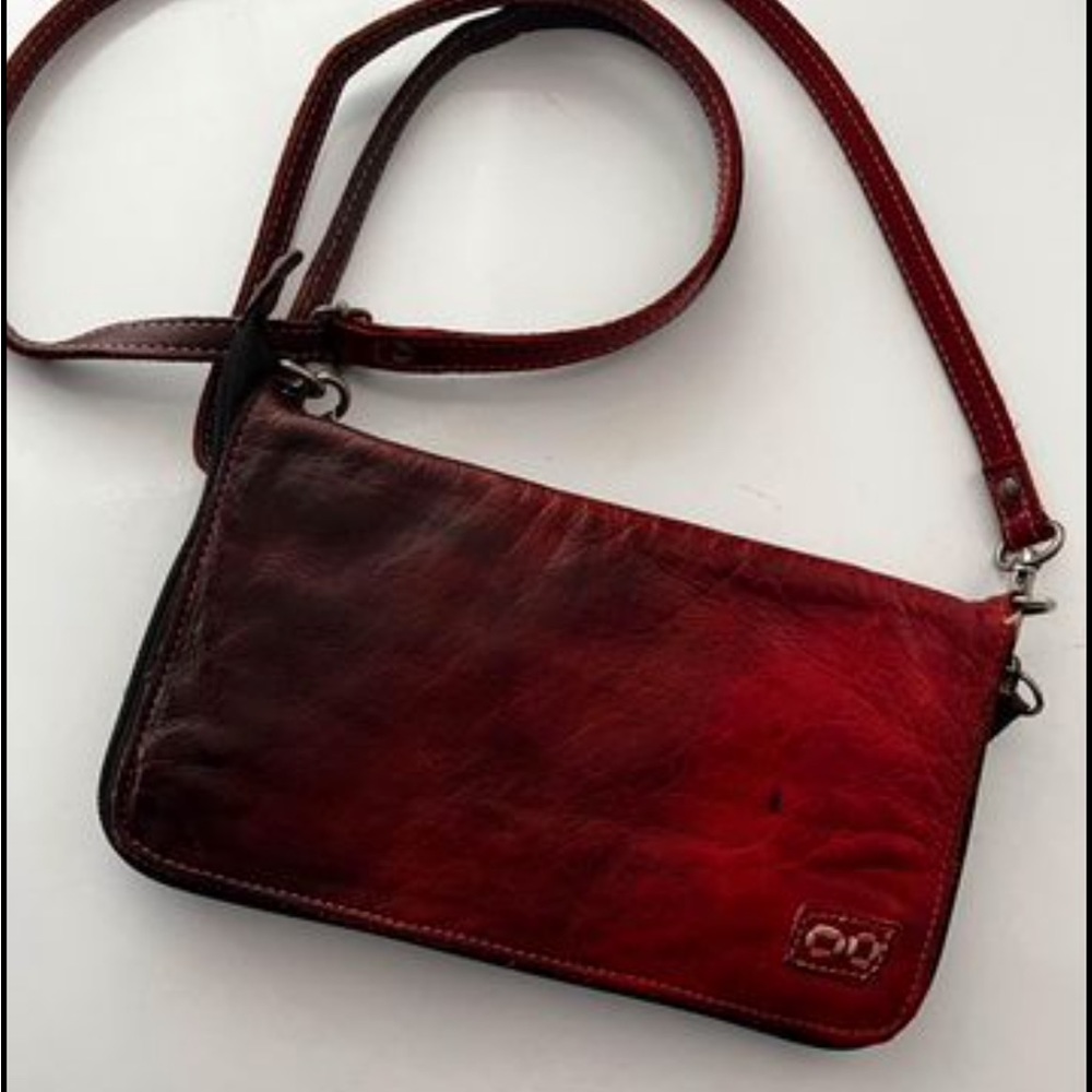 BedStu tie dye Red Leather Crossbody 5”X9”.